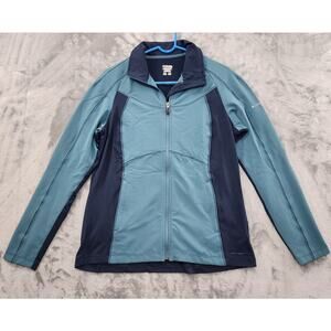 Columbia Titanium Omni-Dry Full Zip Jacket Size L Blue Stretch Pockets Softshell